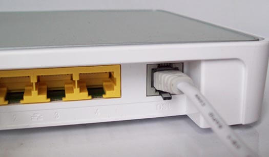 Plug the other end of the cable into the DSL socket on the back of the router.