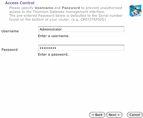 Choose a Username and Password for your Router.