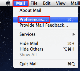 On the Mac Mail menu bar, go to the Mail and select Preferences...