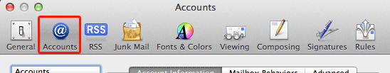 You'll see the Accounts window, select the Accounts icon.