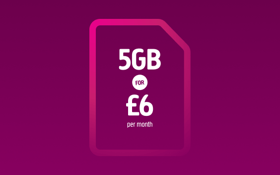A Plusnet SIM card with 5gb offer